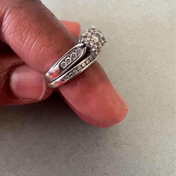 Wedding ring set 10KT White gold - Picture 16 of 17